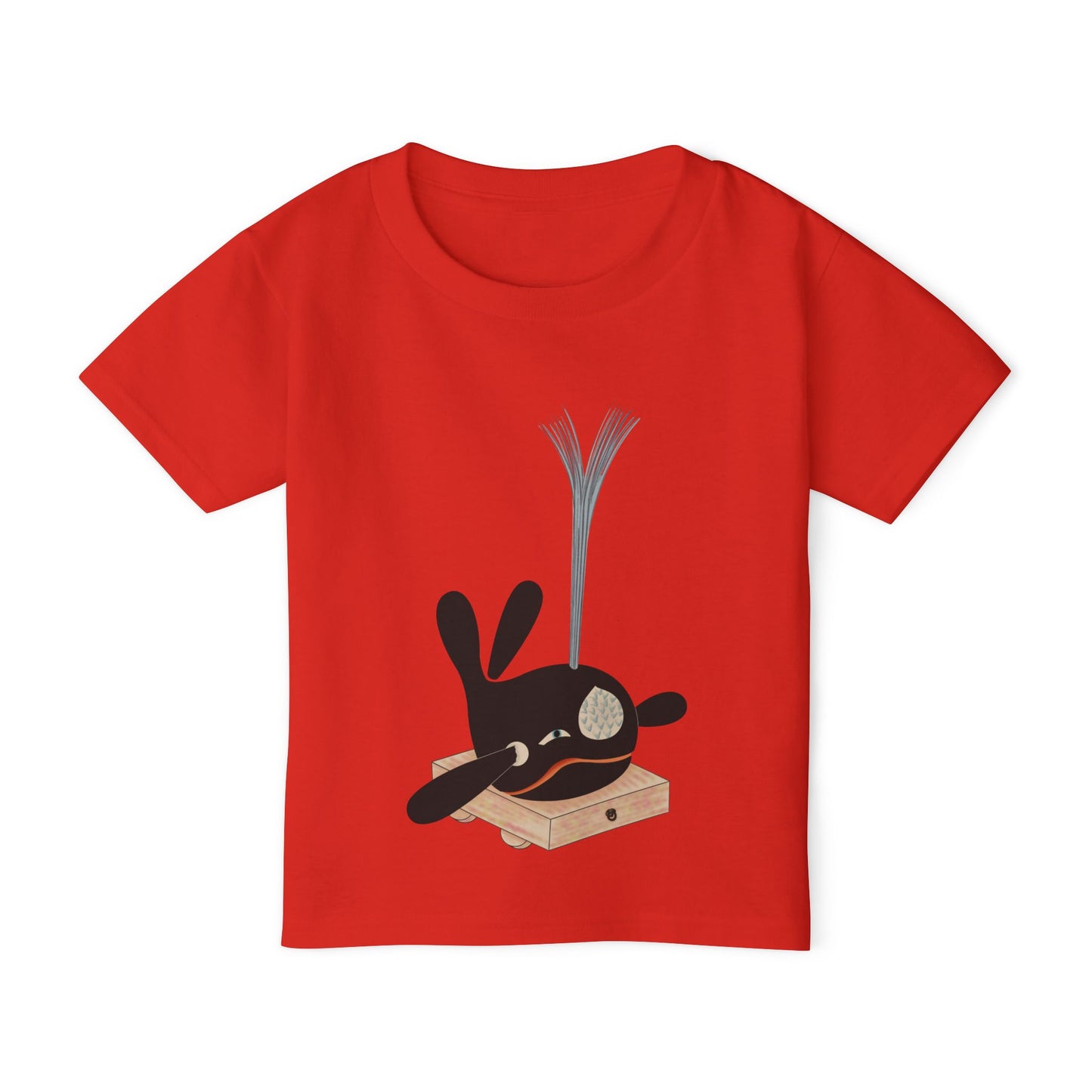 Vintage Japanese Toy Whale Kids T-Shirt — "Kujira no Shoufuki" Whale on Crate Toddler Tee