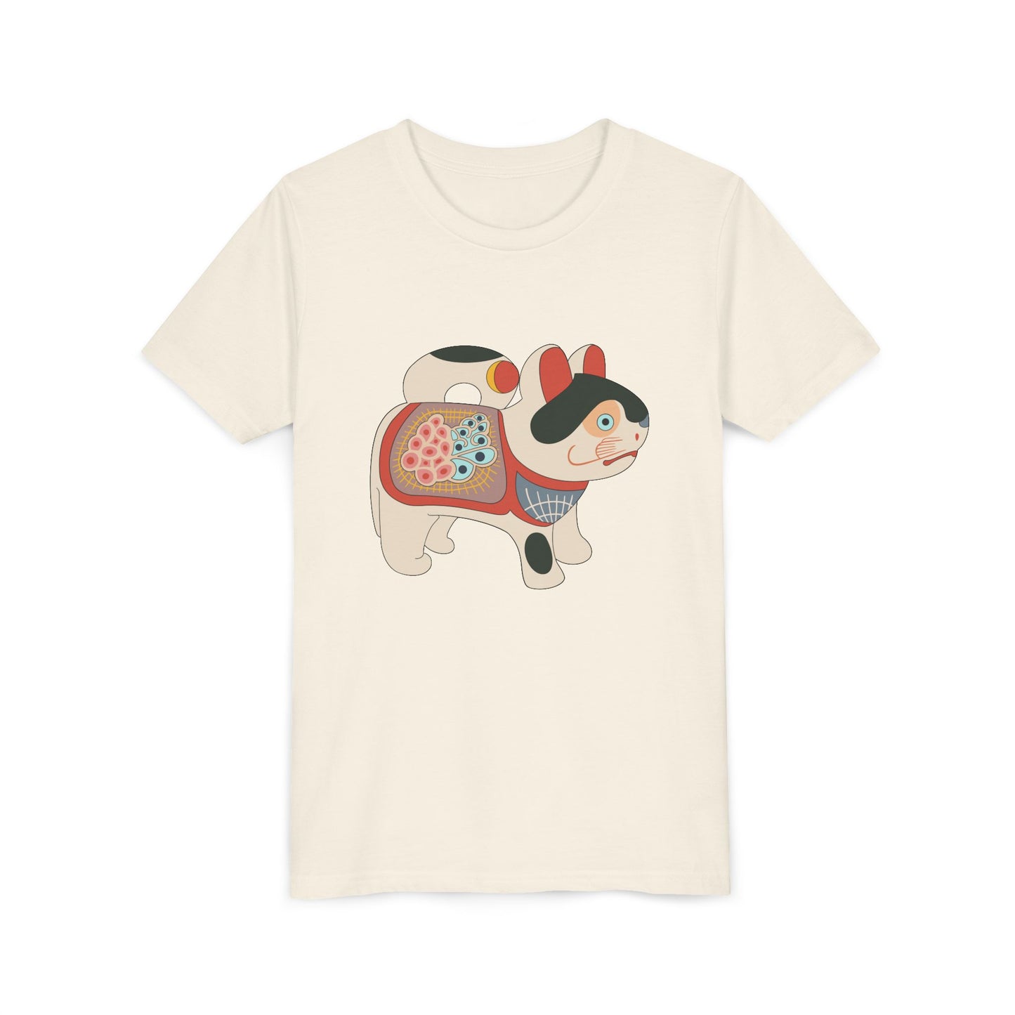 Lucky Inu Hariko illustration by Kawasaki Kyosen Youth Tshirt— Japanese Lucky Cat Tee