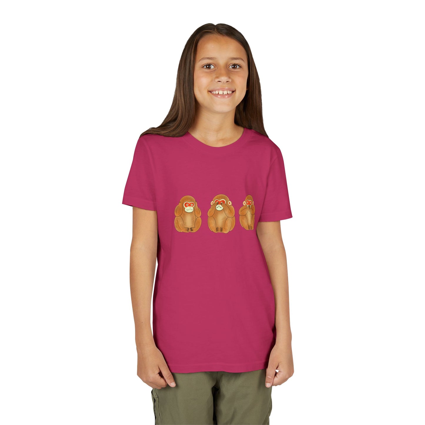 Three Wise Monkeys Fushimi clay doll Youth TShirt | Three Wise Monkeys