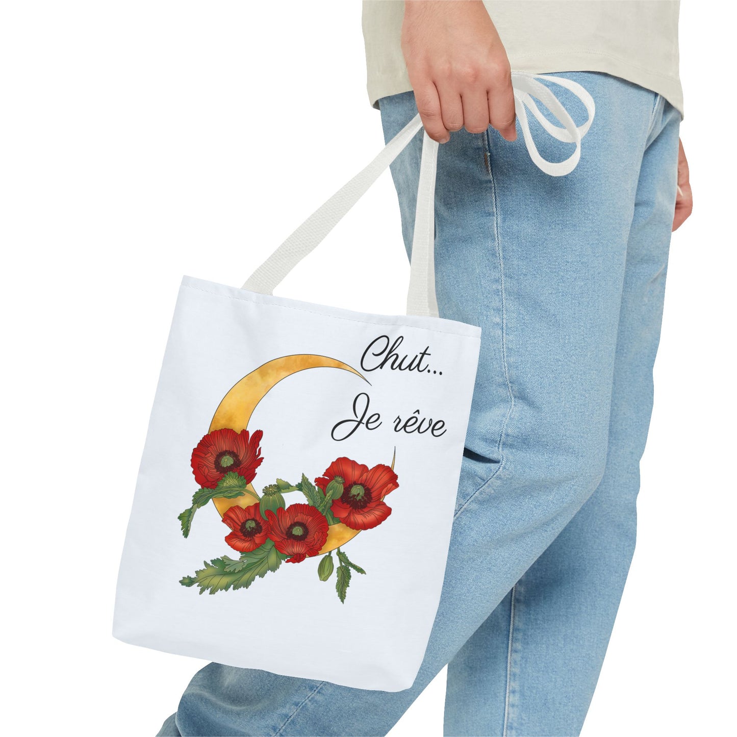 Tote Bag — "Chut... Je rêve" French Script Reversible Tote