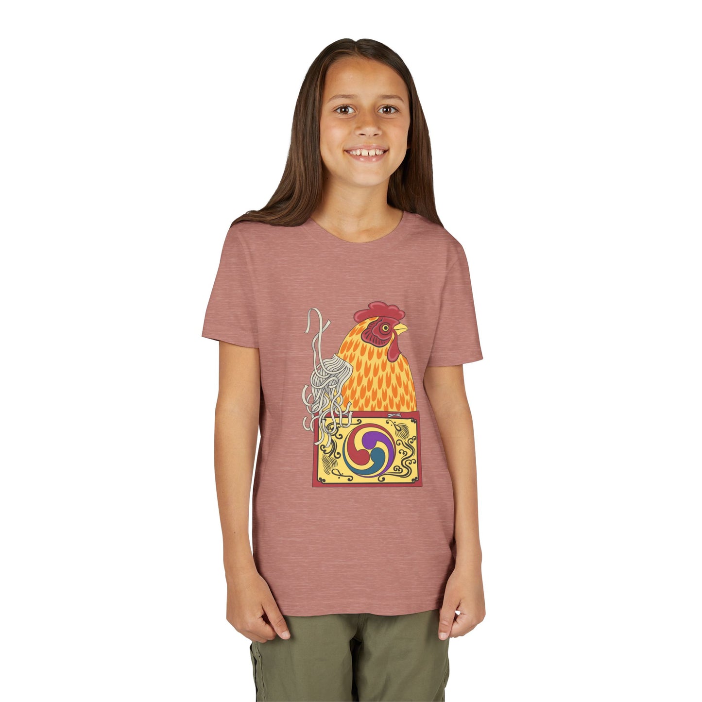 Japanese Rooster  Youth T-Shirt — Colorful Rooster Shimizu Seifū