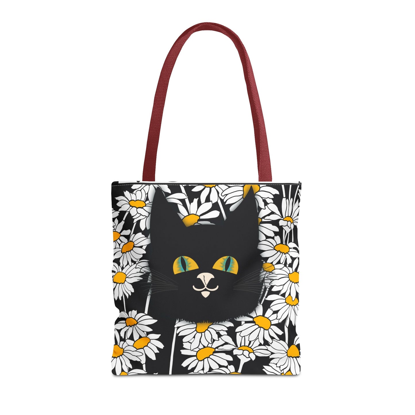 Daisy Black Cat Tote Bag — Black Cat Among Daisies Canvas Tote