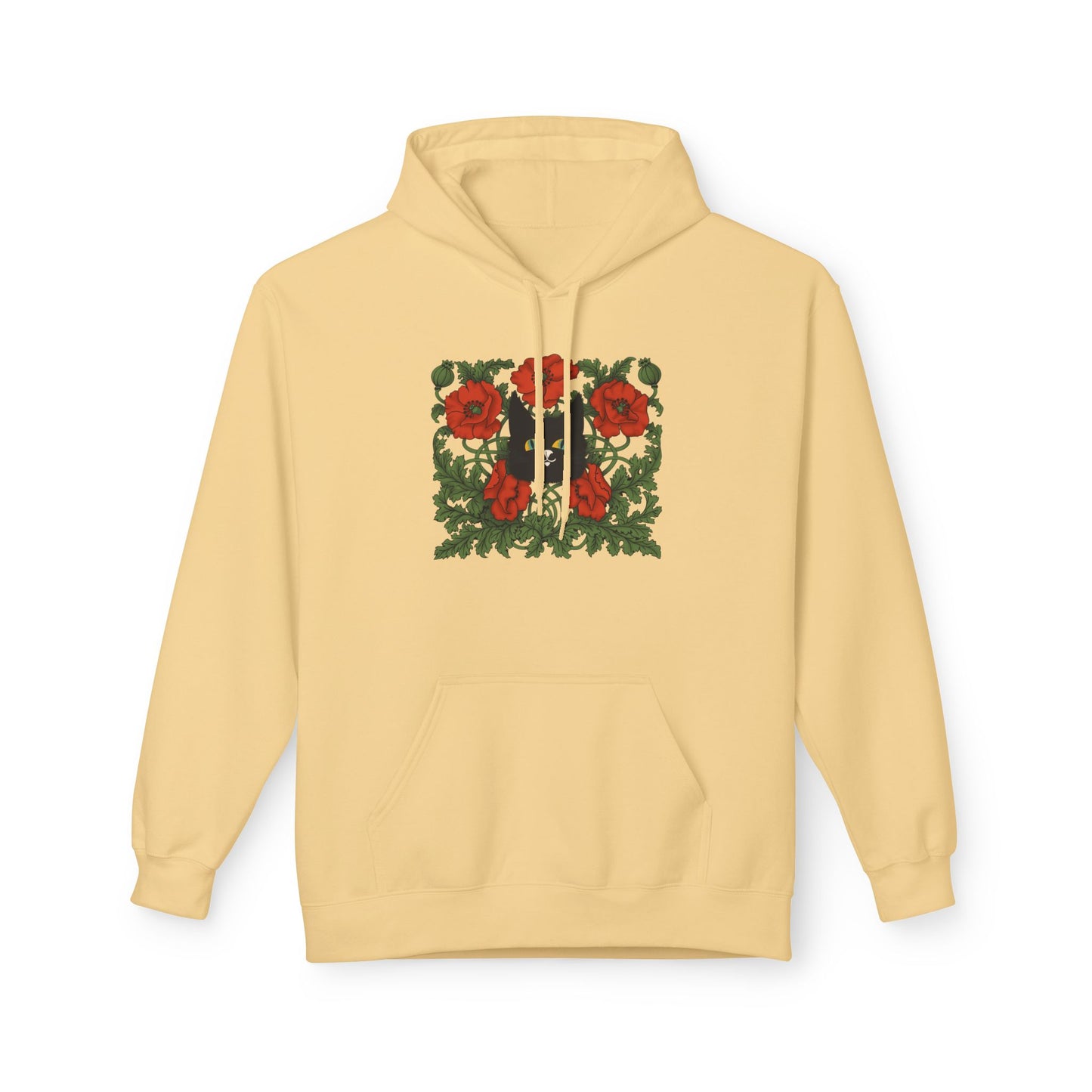 Poppy Floral Hoodie — Red Poppies Vintage Botanical Print