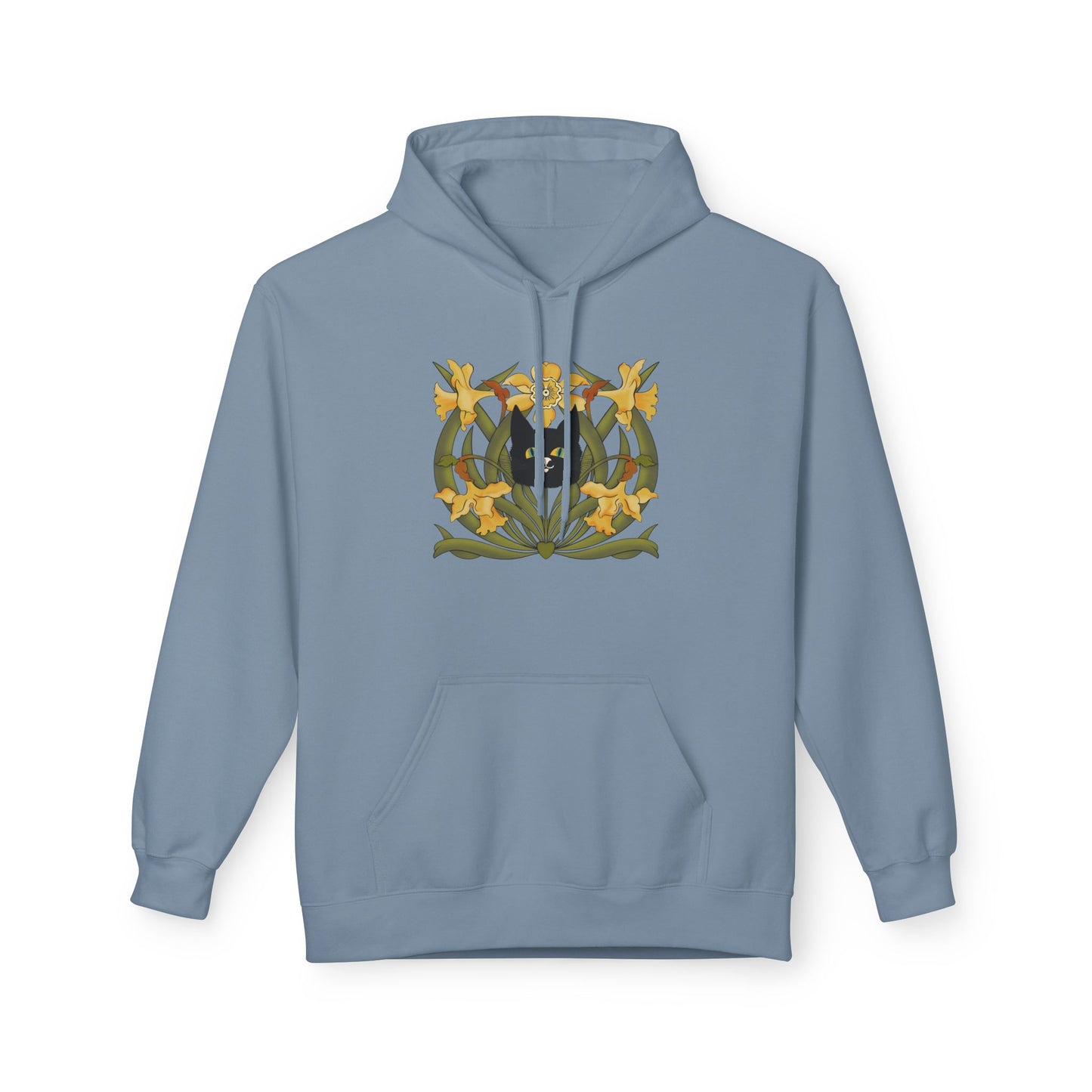 Daffodil Crest Hoodie — Vintage Floral Emblem Pullover