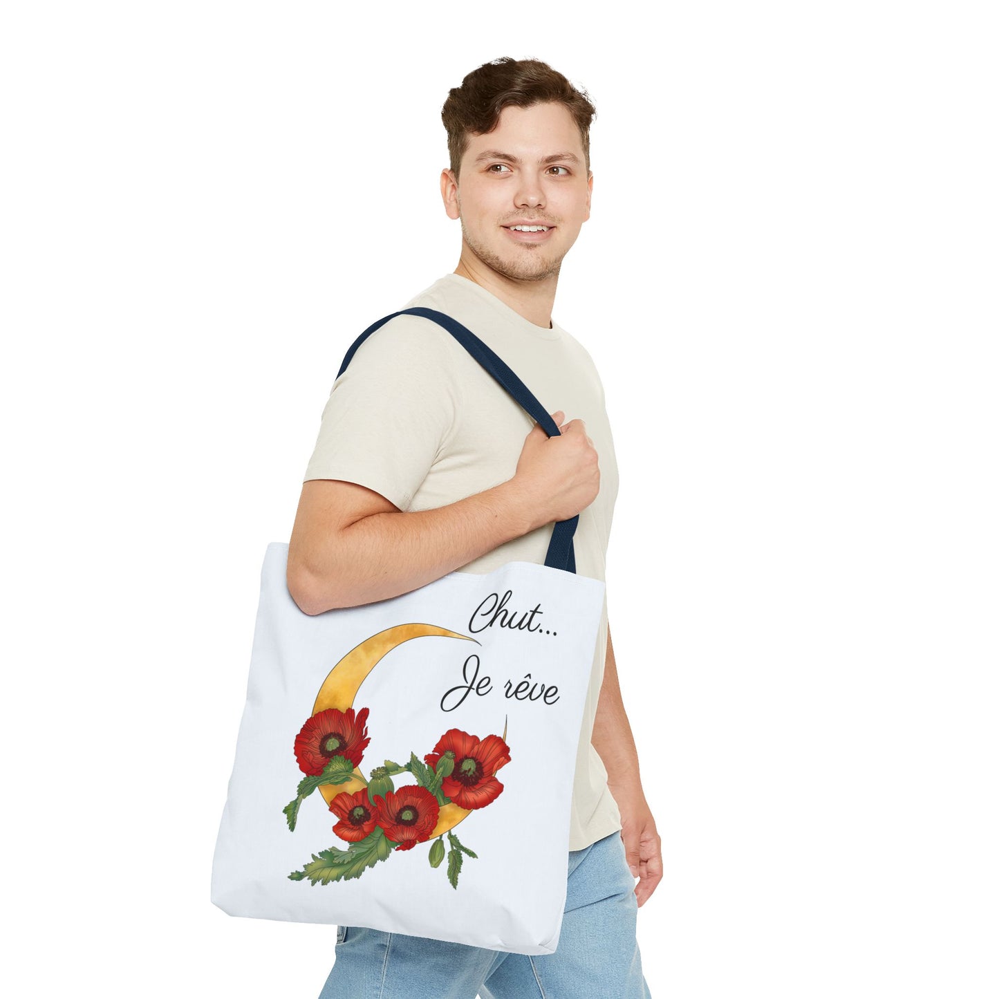Tote Bag — "Chut... Je rêve" French Script Reversible Tote