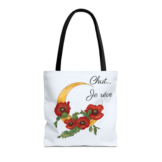 Tote Bag — "Chut... Je rêve" French Script Reversible Tote