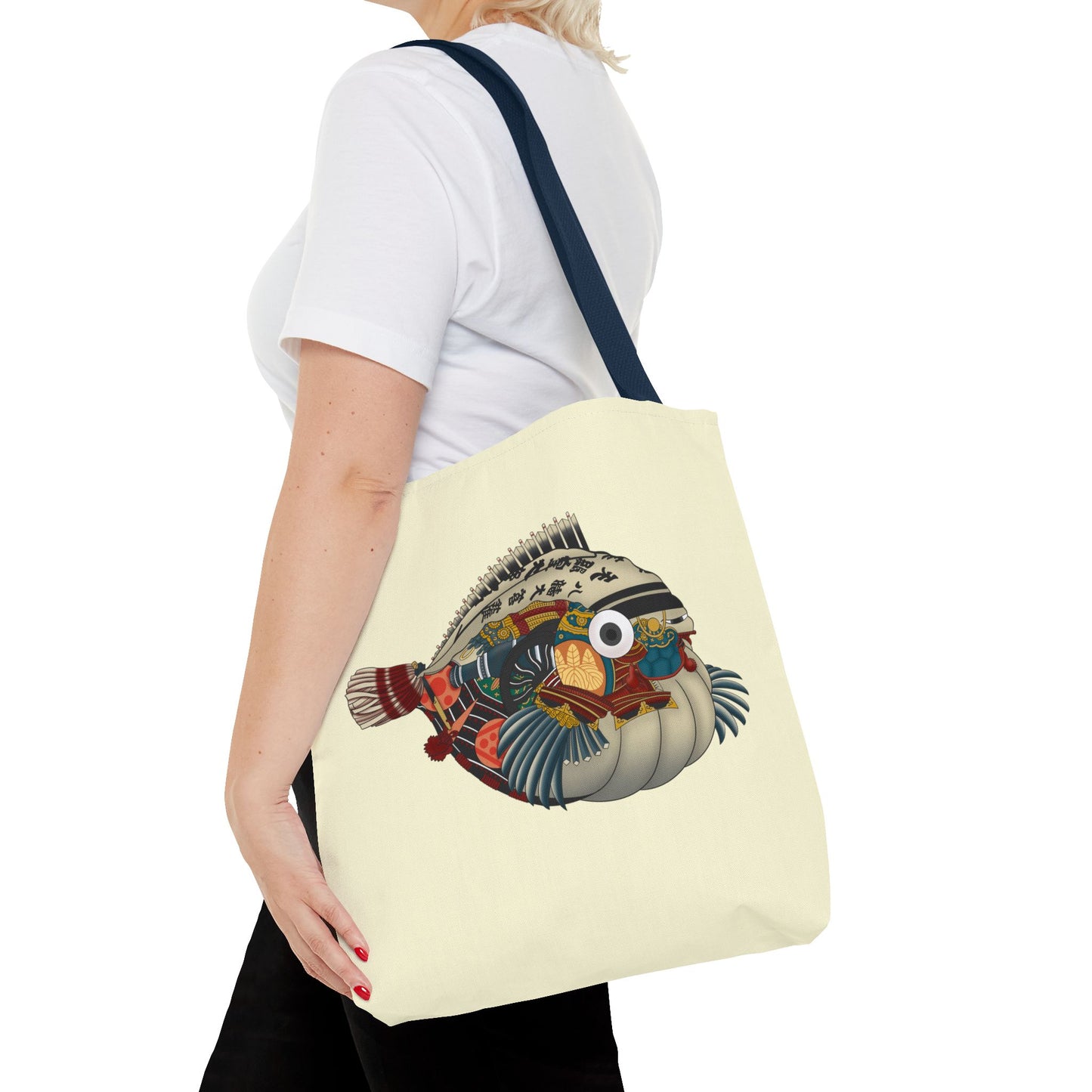 Puffer Fish Japanese Art Tote Bag — Colorful Japanese-Inspired Marine Illustration