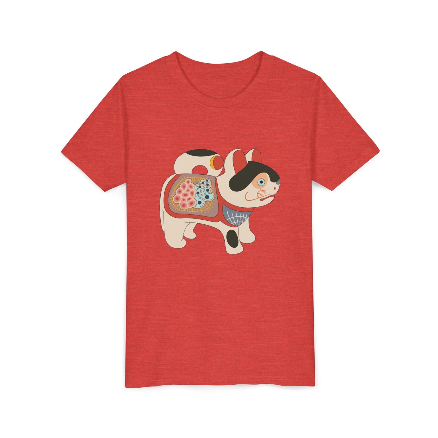 Lucky Inu Hariko illustration by Kawasaki Kyosen Youth Tshirt— Japanese Lucky Cat Tee