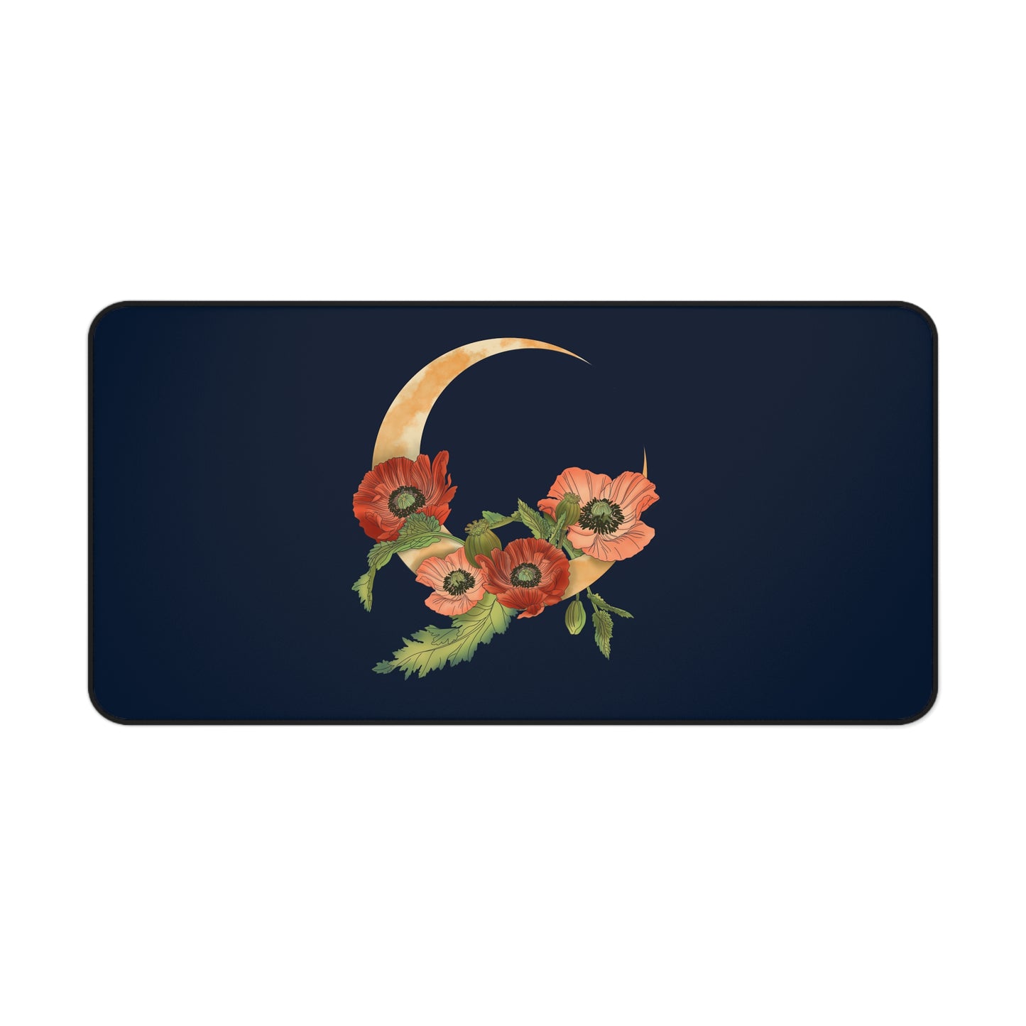 Poppies Crescent Moon Desk Mat