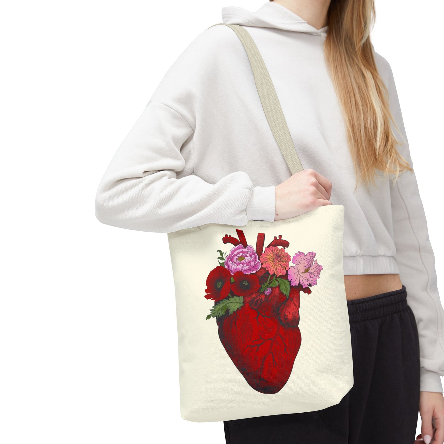 Anatomical Heart Floral Tote Bag — Valentine & Everyday Gift Tote