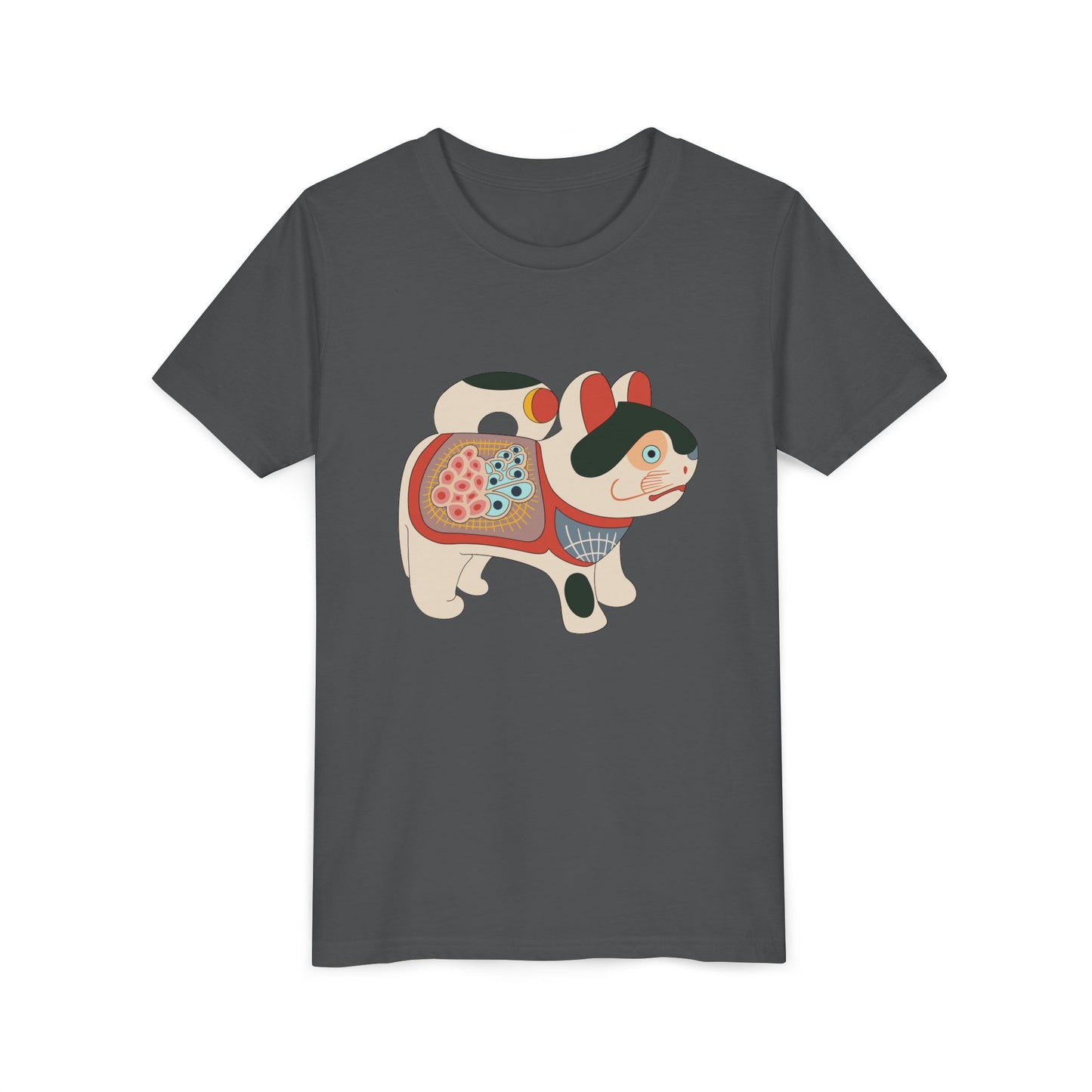 Lucky Inu Hariko illustration by Kawasaki Kyosen Youth Tshirt— Japanese Lucky Cat Tee