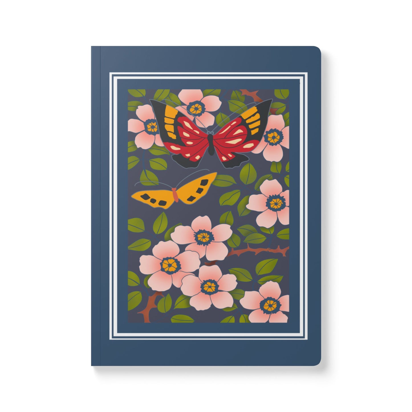 Floral Butterfly Vintage book cover Softcover Journal