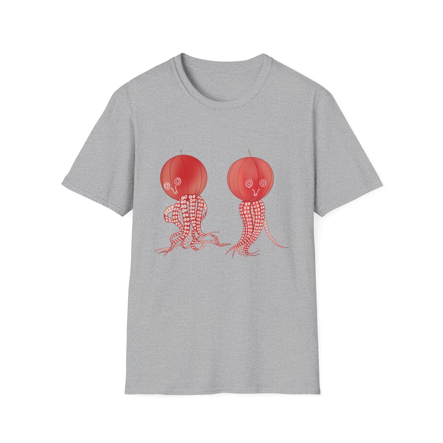 Red Jellyfish Duo by Koizumi Kawasaki TShirt — Cute Ocean Sea Creature Tees