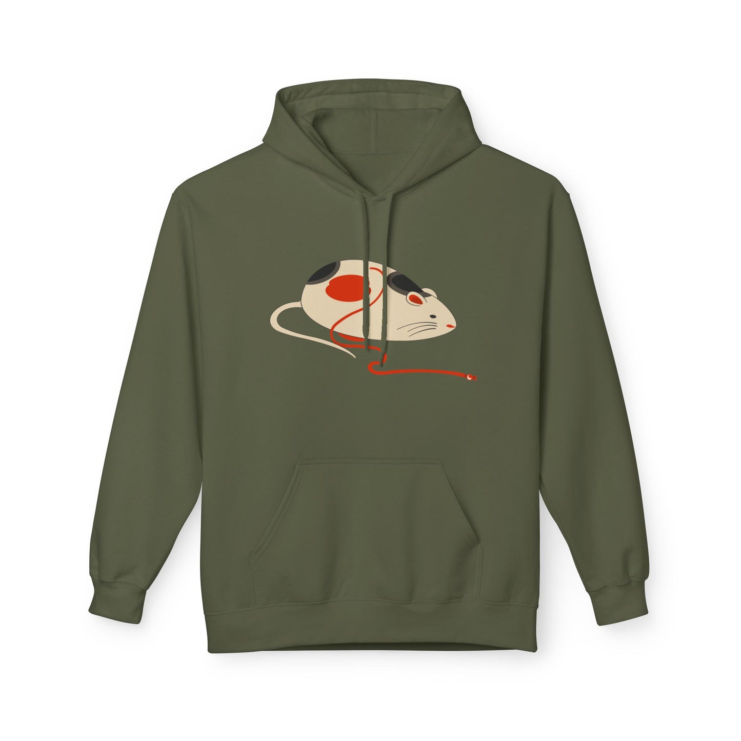 Japanese "Nezumi" Mouse Hoodie — Cute Calico Mouse Illustration Pullover