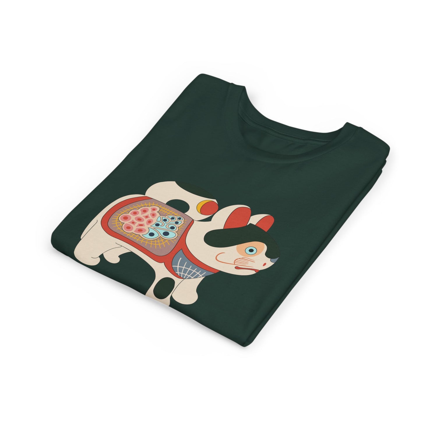 Lucky Inu Hariko illustration by Kawasaki Kyosen Youth Tshirt— Japanese Lucky Cat Tee