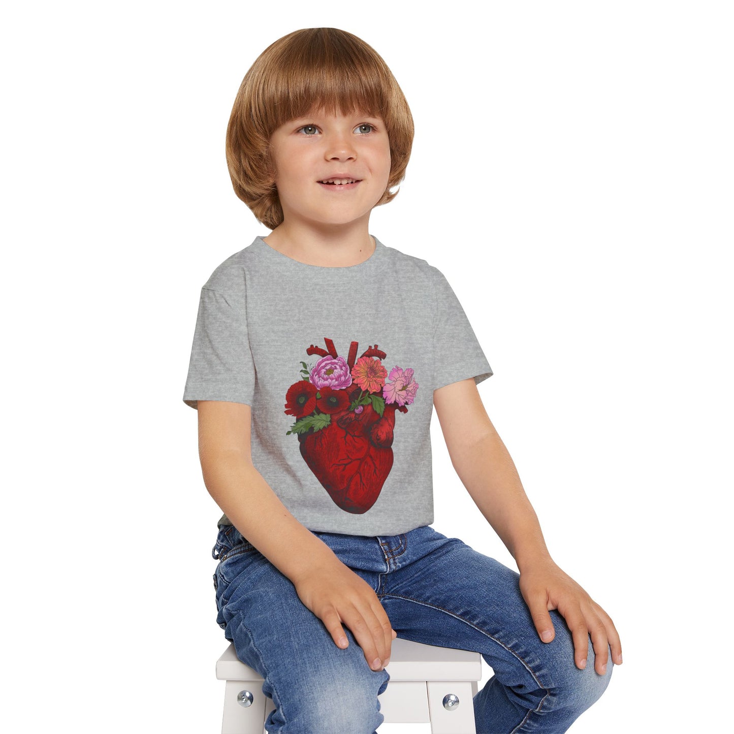 Floral Heart Toddler T-Shirt — Floral Anatomical Heart Graphic