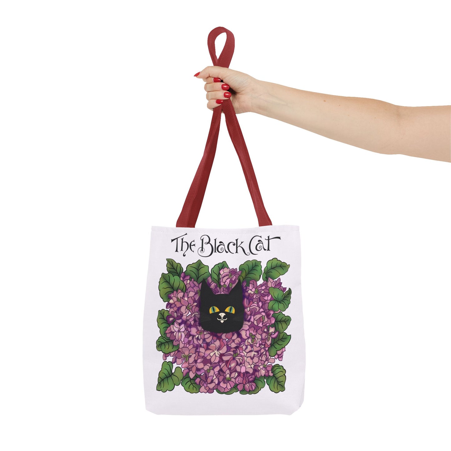 Black Cat Lilac Tote Bag — "The Black Cat" AOP Canvas Tote