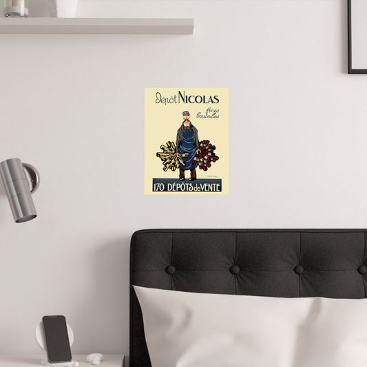 Vintage Nicolas Bottle Depot Satin Poster