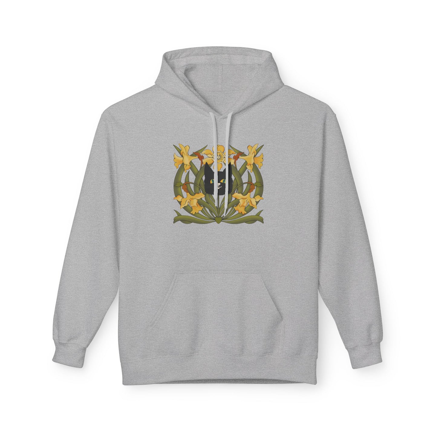Daffodil Crest Hoodie — Vintage Floral Emblem Pullover