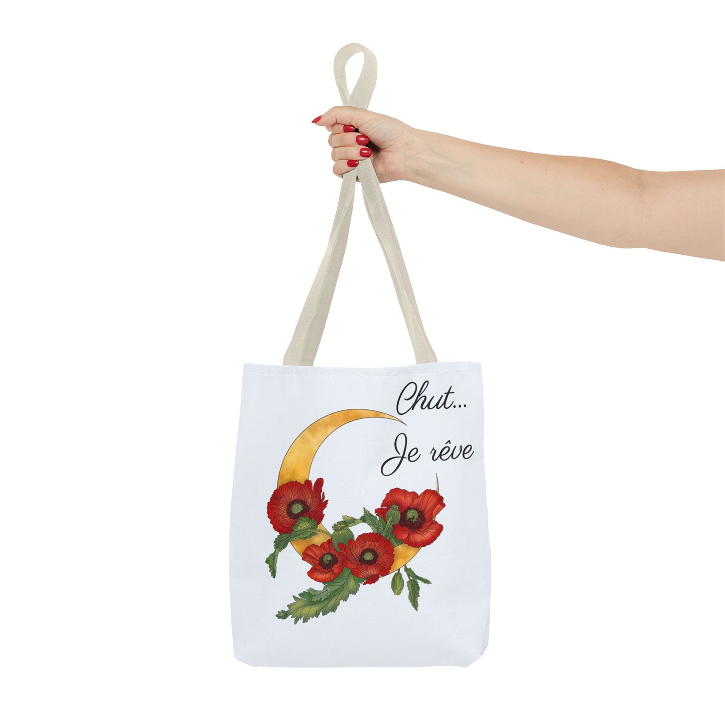 Tote Bag — "Chut... Je rêve" French Script Reversible Tote
