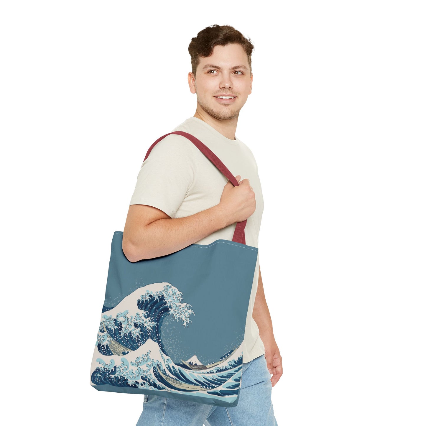 Hokusai Great Wave Tote Bag — Japanese Wave Print All-Over Canvas Beach & Market Tote