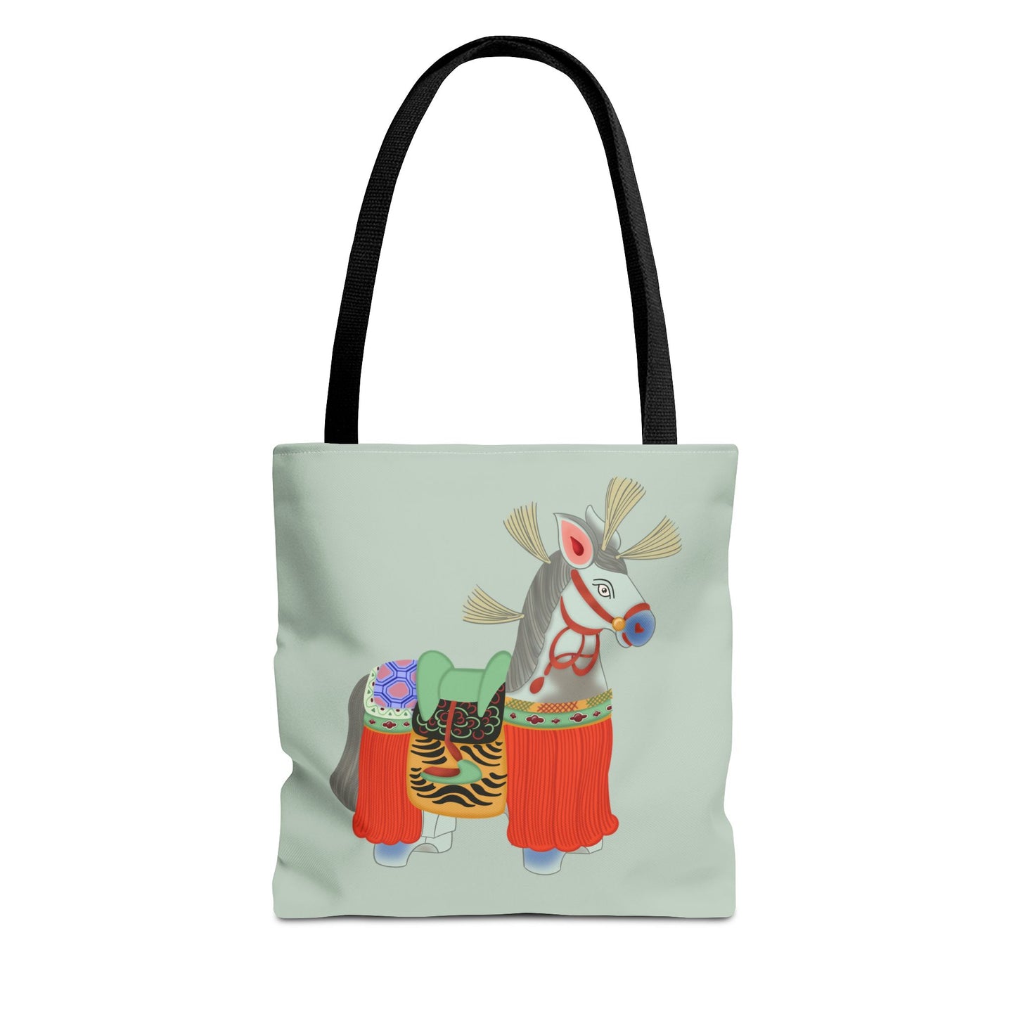 Japanese Folk Toy Horse Tote Bag — Colorful Ethnic Pattern AOP Shopper