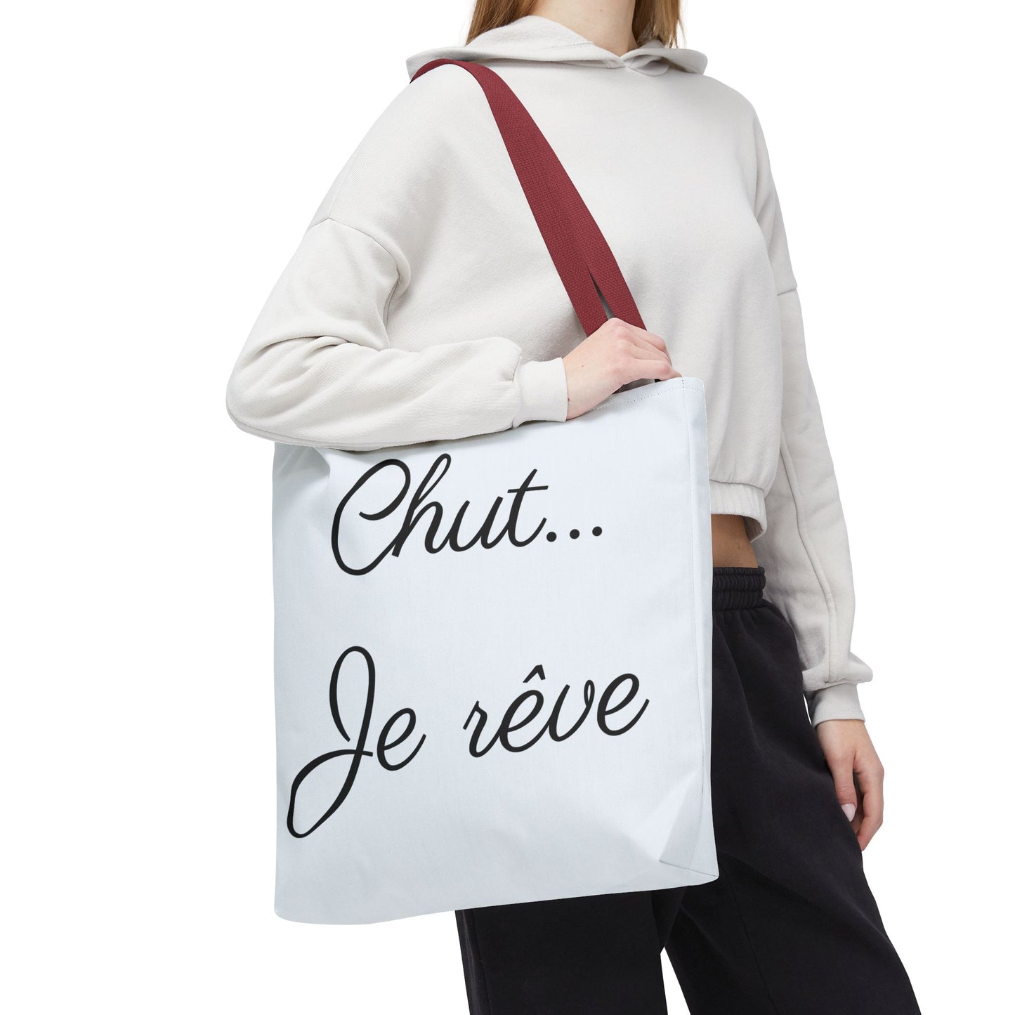 Tote Bag — "Chut... Je rêve" French Script Reversible Tote