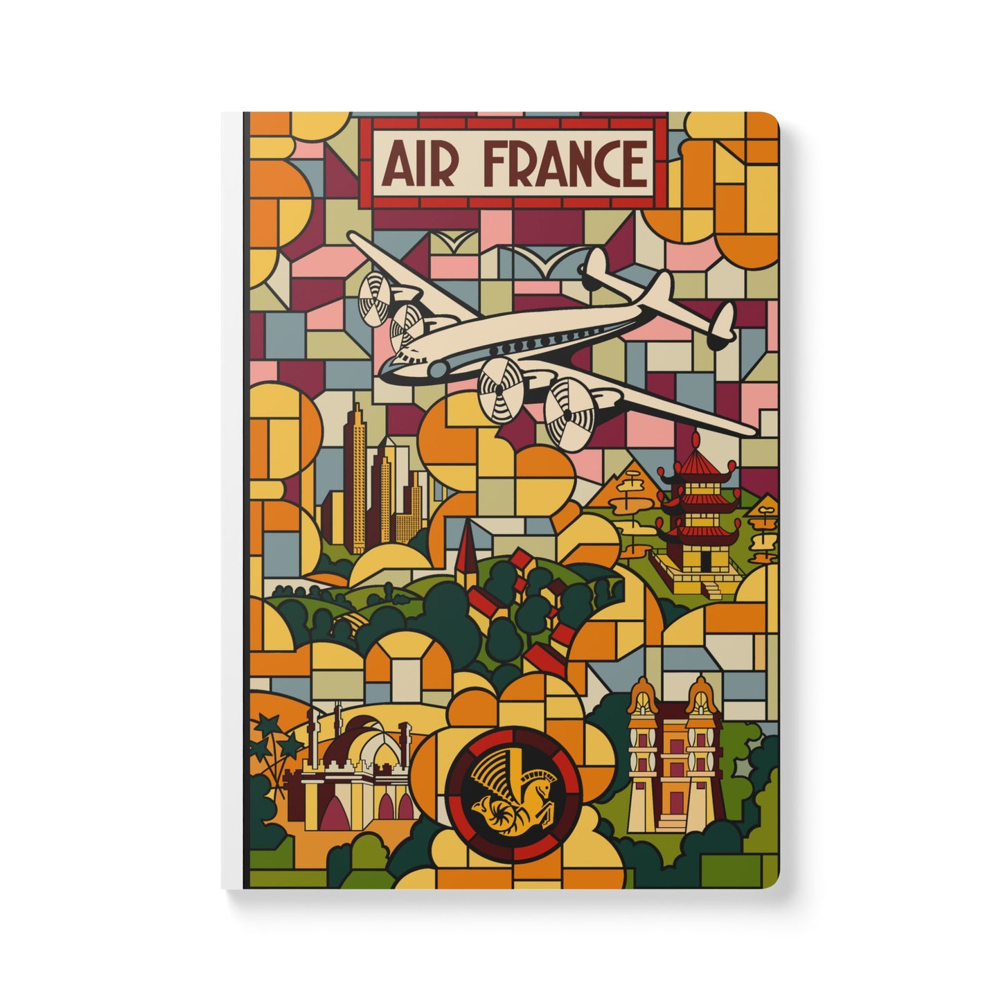 Vintage Air France Softcover Journal - Travel Inspired Design with Inside Prints