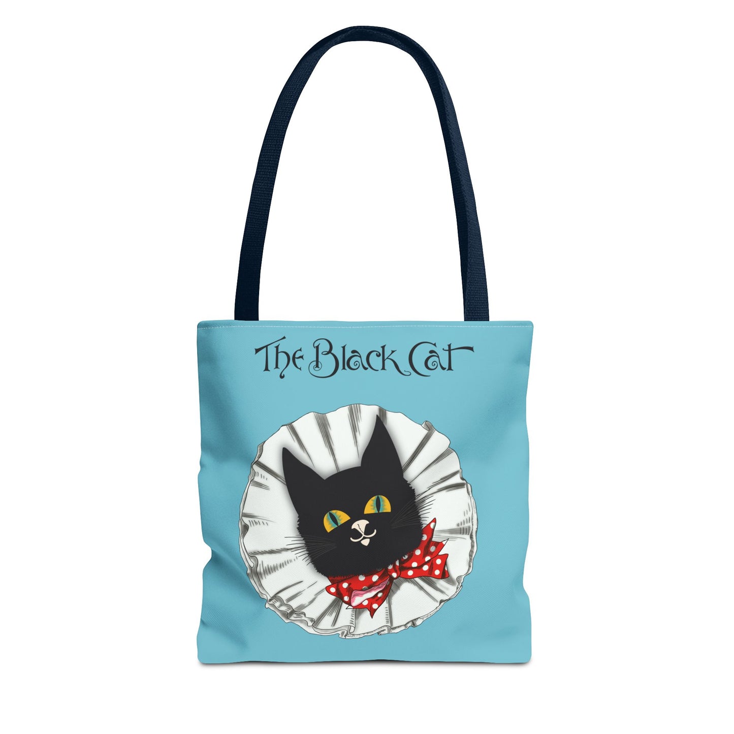 The Black Cat Clown Blue Tote Bag — Cute Vintage Cat Illustration Tote