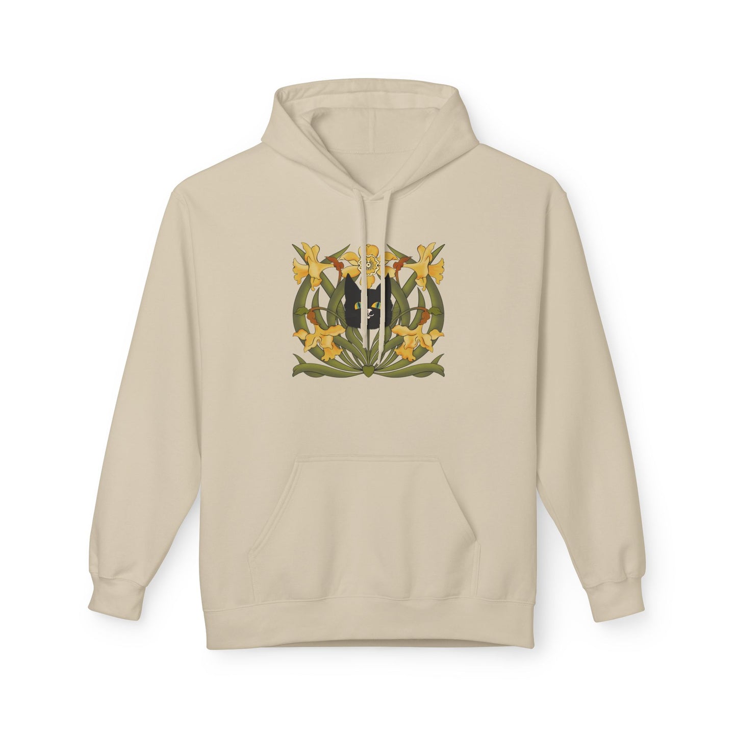 Daffodil Crest Hoodie — Vintage Floral Emblem Pullover