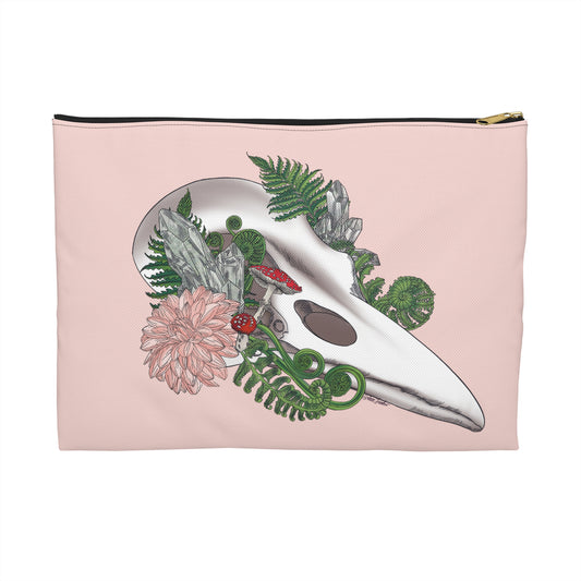 Boho Chic Accessory Pouch, Nature Lover Gift, Skull Design Makeup Bag, Travel Organizer, Feminine Storage Bag