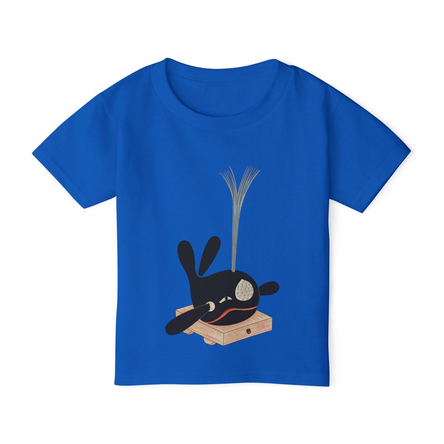 Vintage Japanese Toy Whale Kids T-Shirt — "Kujira no Shoufuki" Whale on Crate Toddler Tee