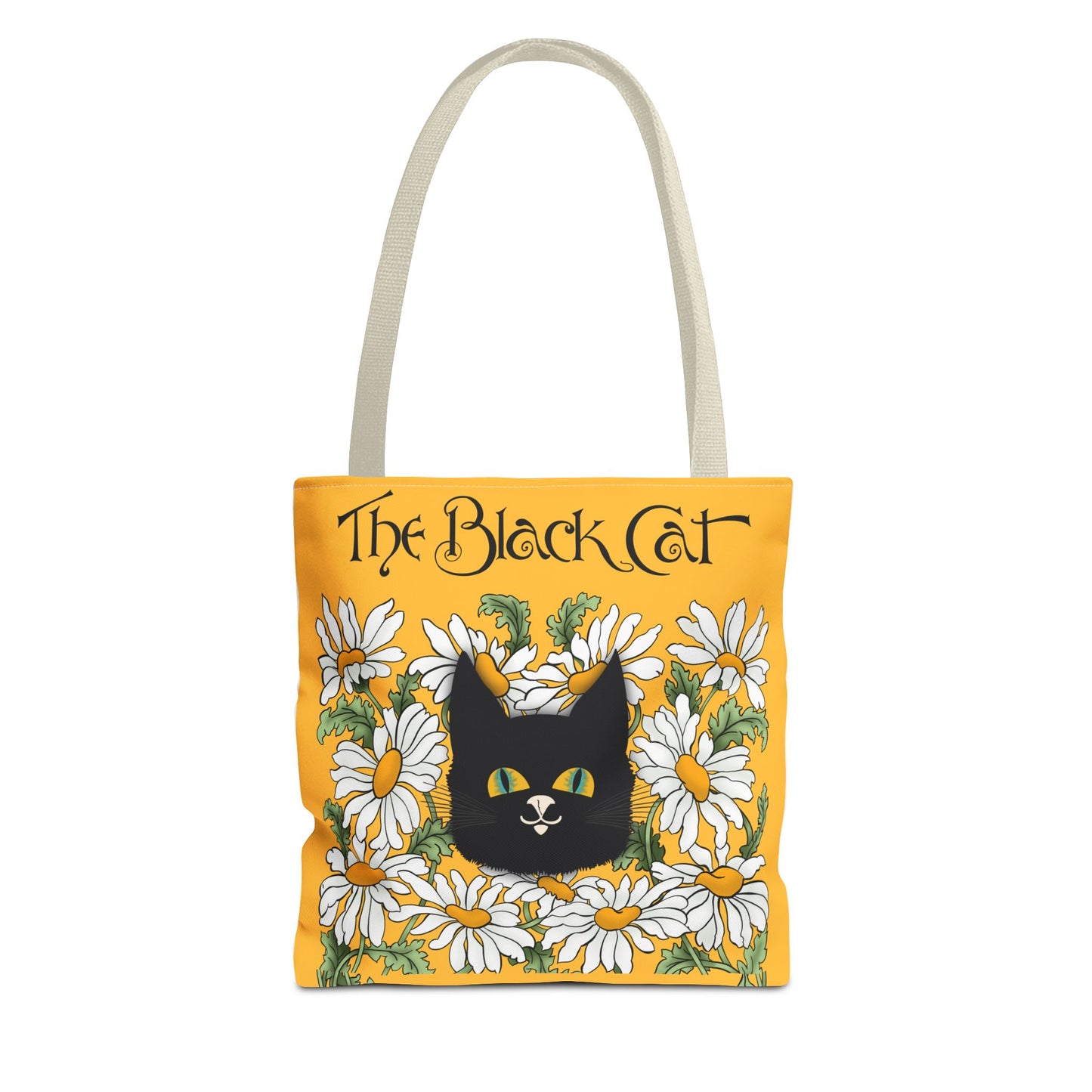 The Black Cat Yellow Daisy Tote Bag — The Black Cat Floral Canvas Tote