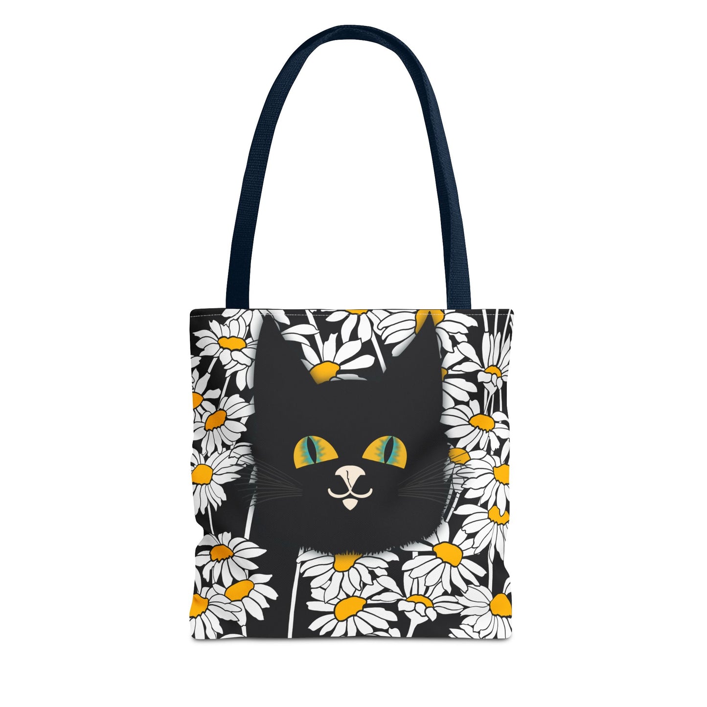 Daisy Black Cat Tote Bag — Black Cat Among Daisies Canvas Tote