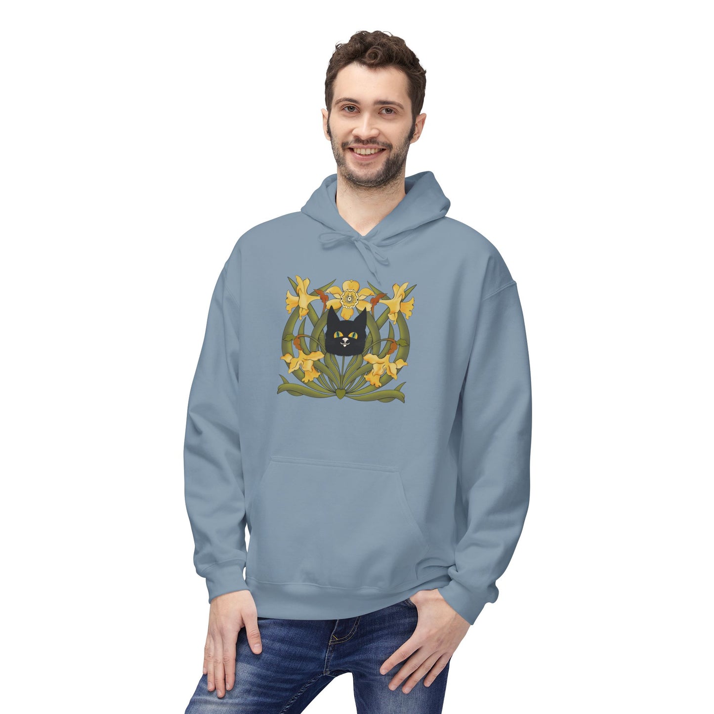 Daffodil Crest Hoodie — Vintage Floral Emblem Pullover