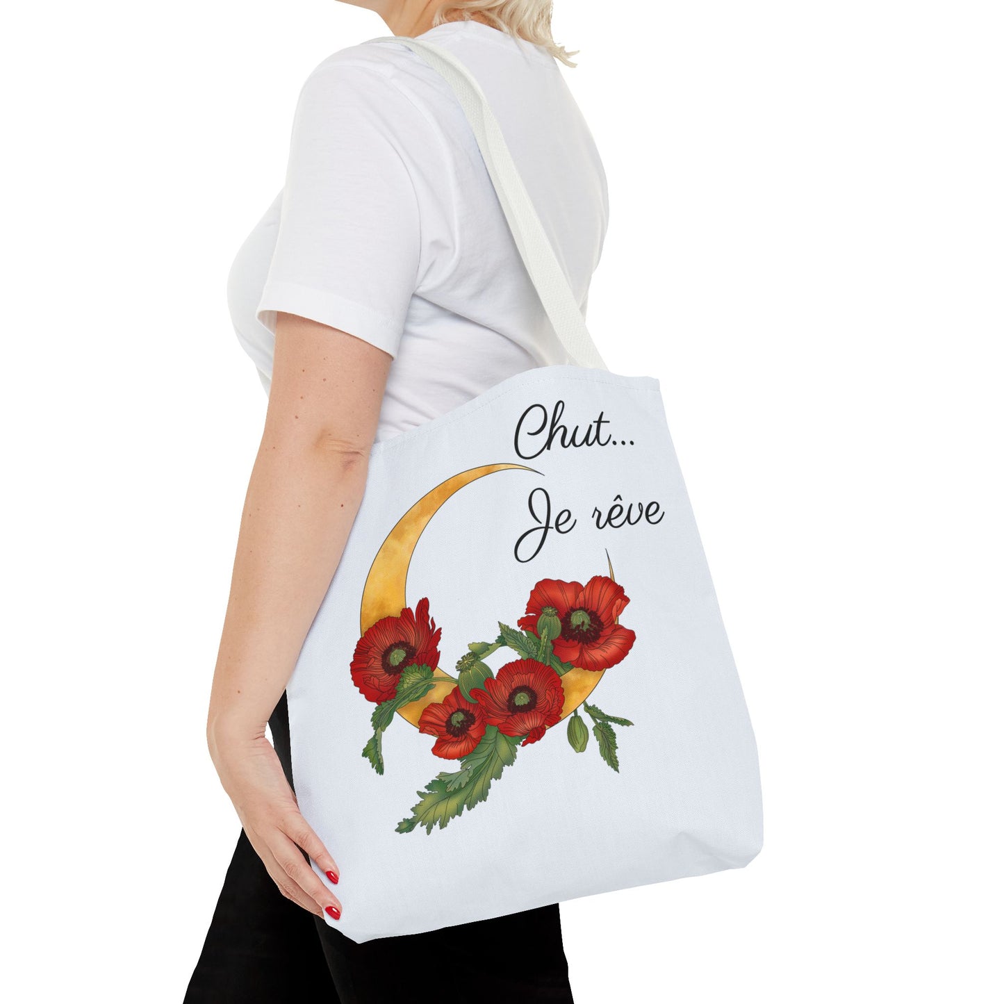 Tote Bag — "Chut... Je rêve" French Script Reversible Tote