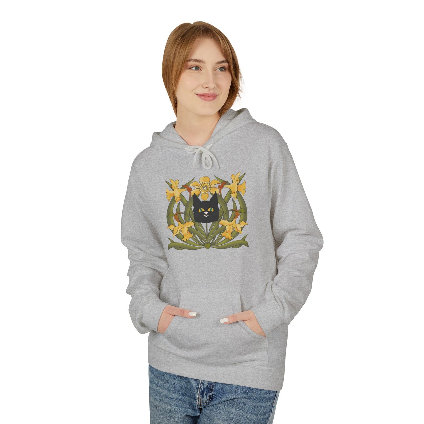 Daffodil Crest Hoodie — Vintage Floral Emblem Pullover