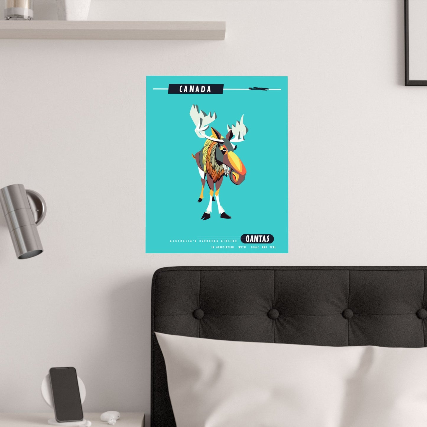 Qantas Airline Canadian Moose Satin Poster