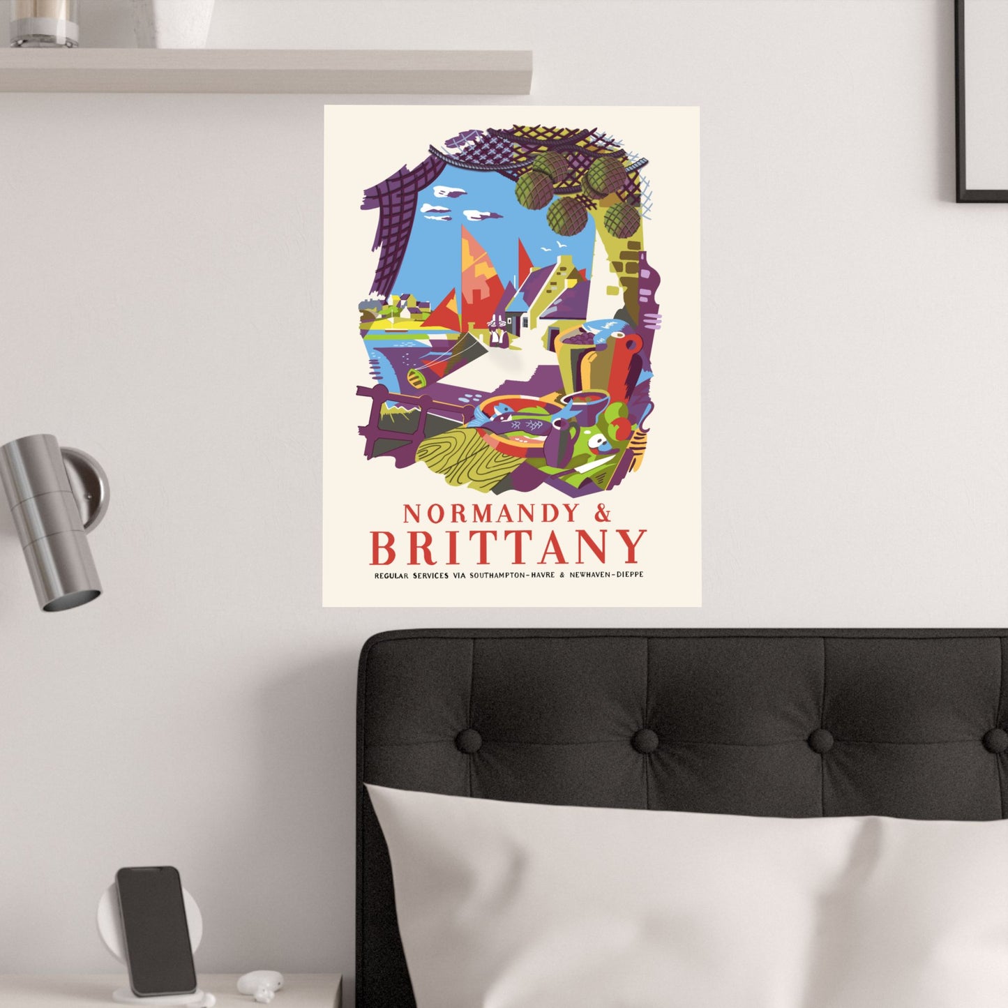 Vintage Travel Destination Normandy & Brittany Satin Poster