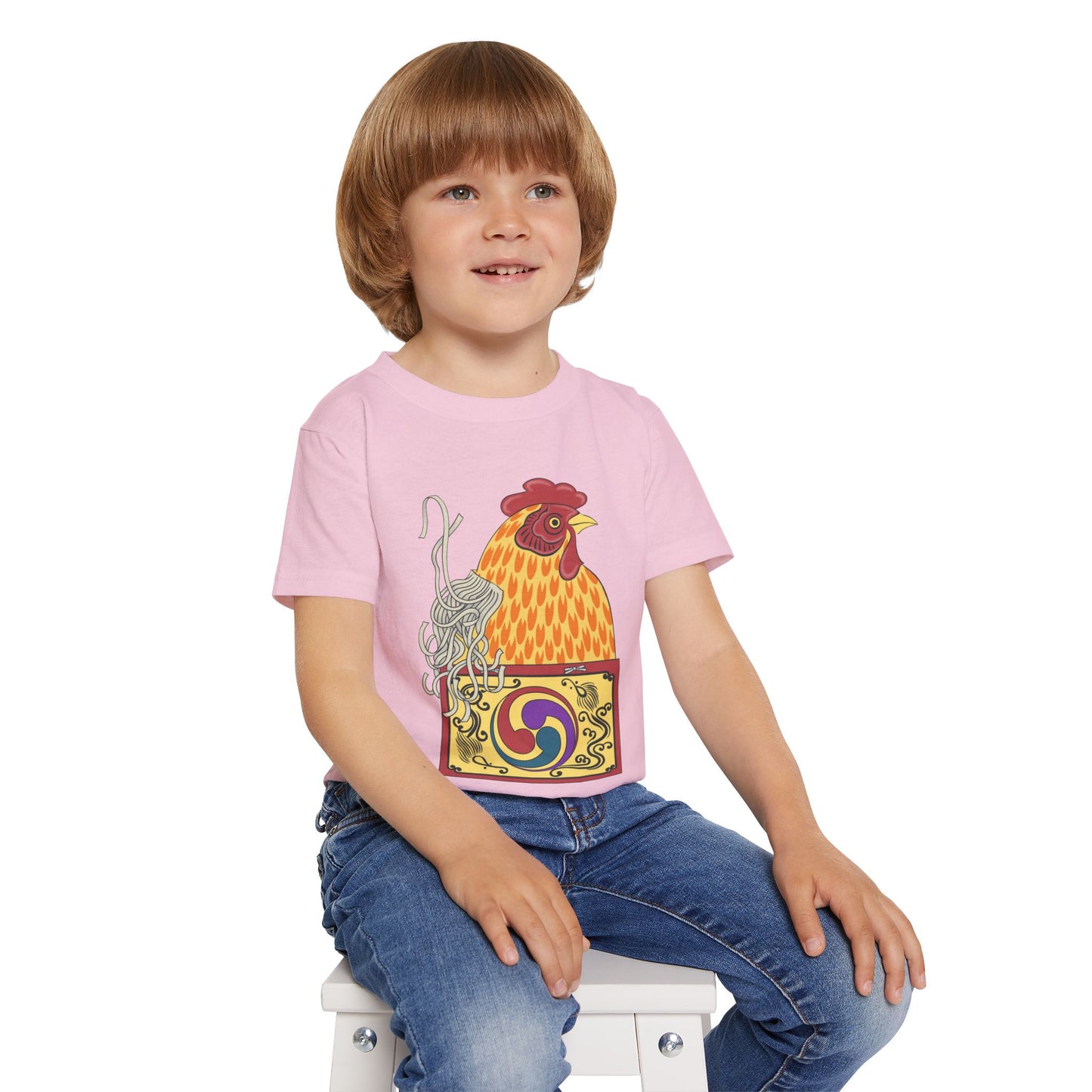 Japanese Rooster Toddler T-Shirt — Colorful Rooster Shimizu Seifū