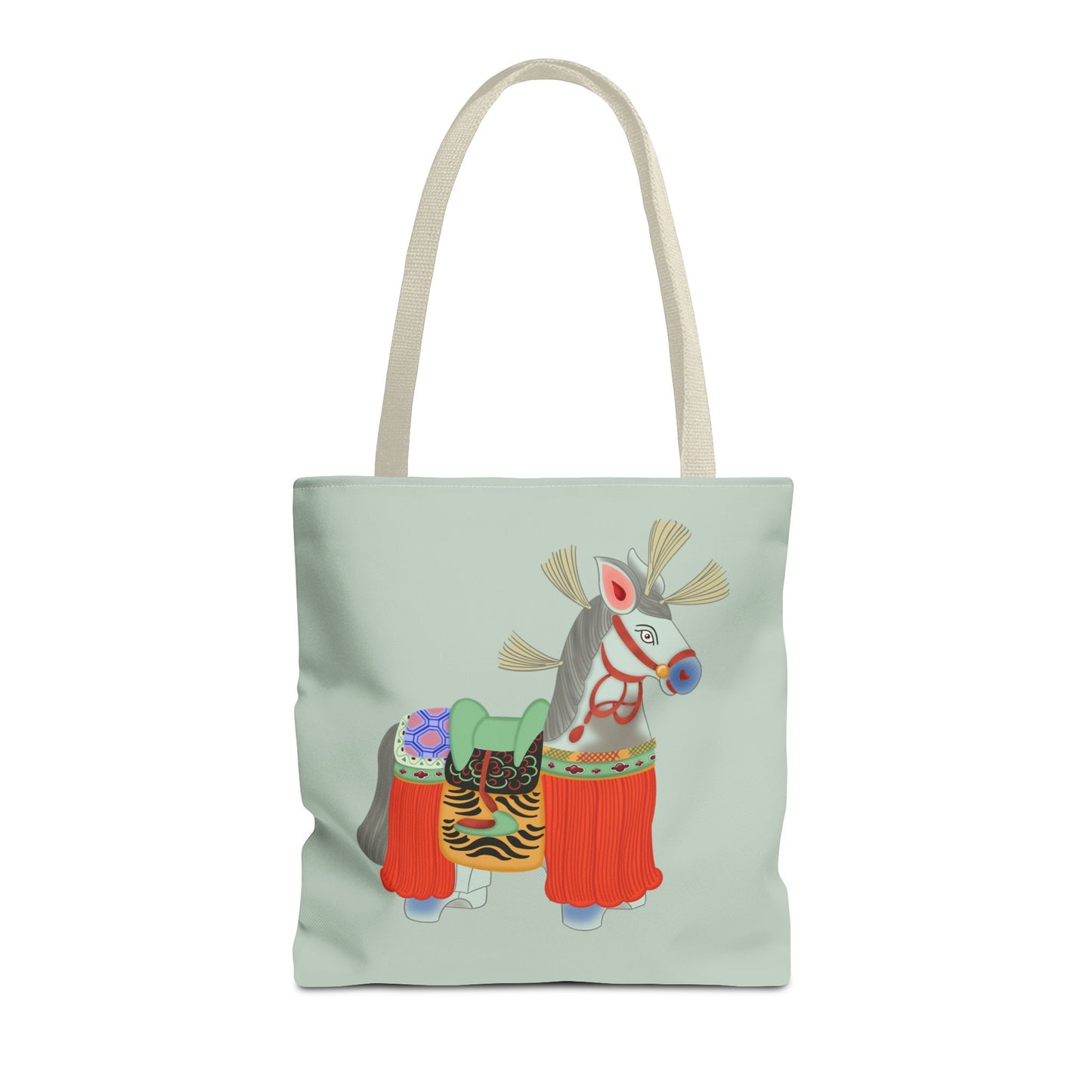 Japanese Folk Toy Horse Tote Bag — Colorful Ethnic Pattern AOP Shopper