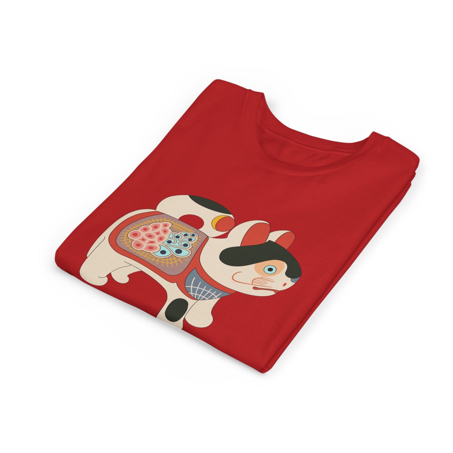 Lucky Inu Hariko illustration by Kawasaki Kyosen Youth Tshirt— Japanese Lucky Cat Tee