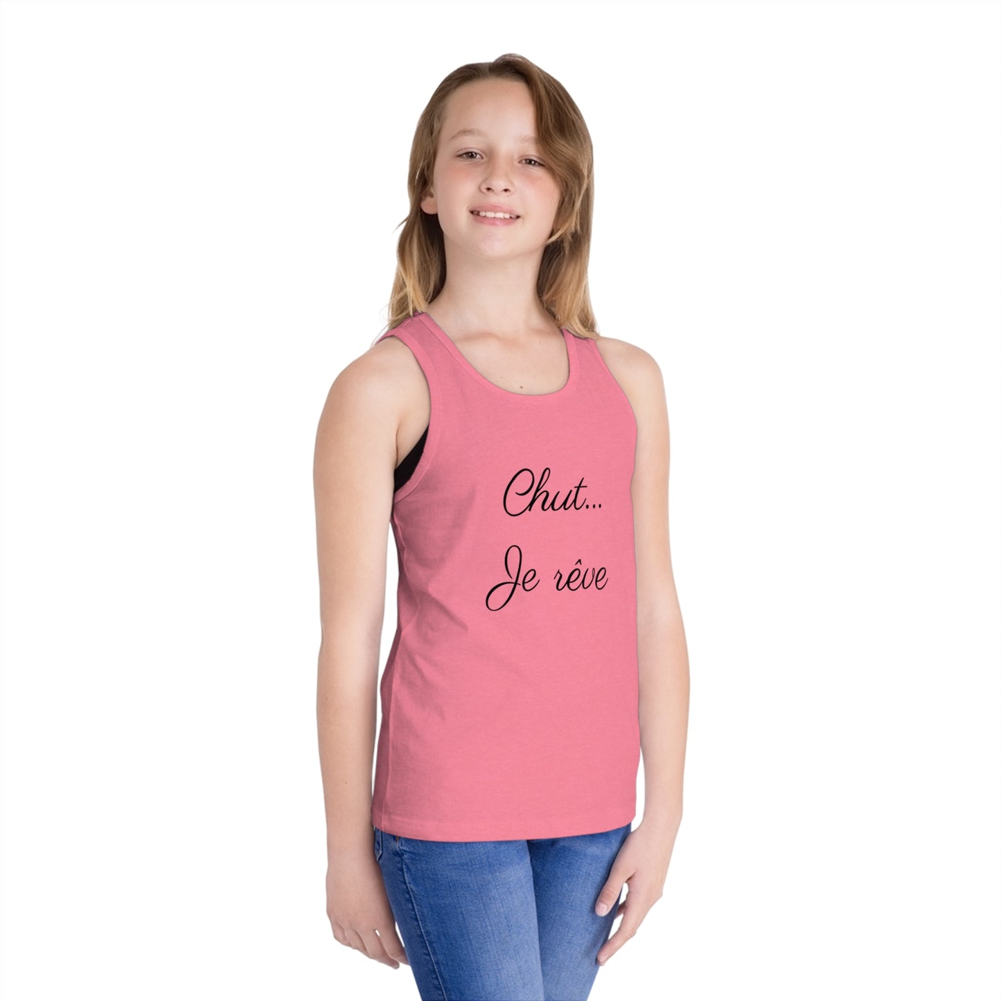 Kids' Tank Top — "Chut... Je rêve" French Script Sleepy Dreamer Tee