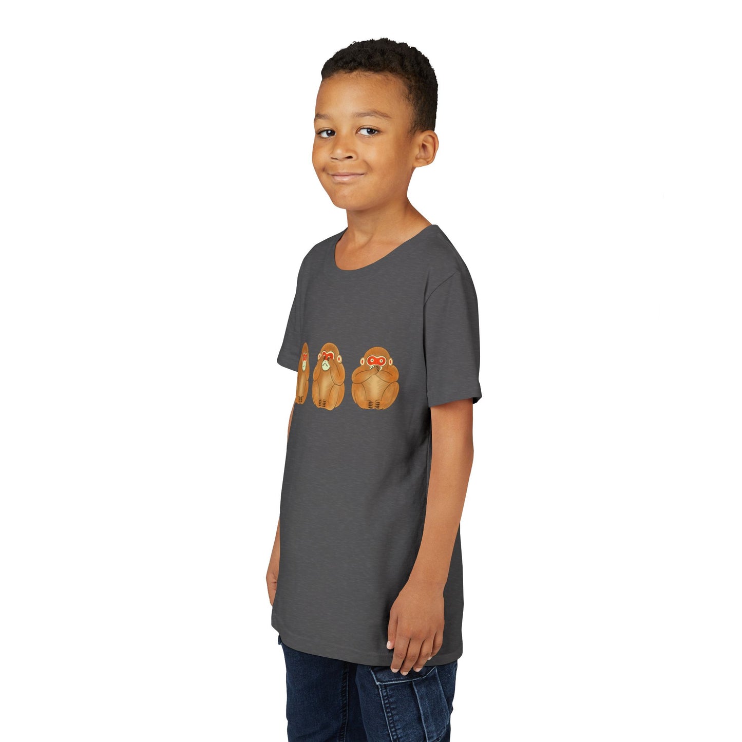 Three Wise Monkeys Fushimi clay doll Youth TShirt | Three Wise Monkeys