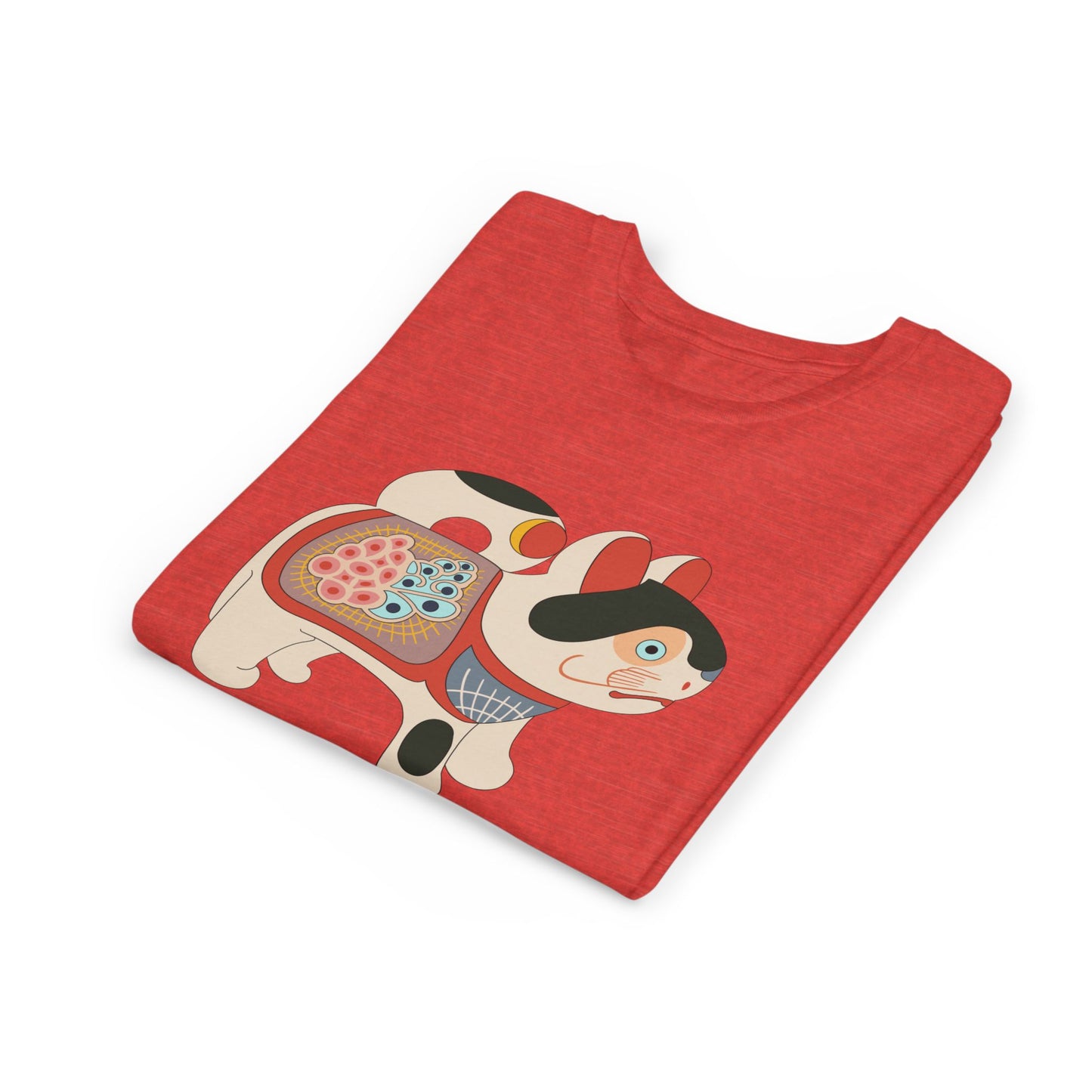Lucky Inu Hariko illustration by Kawasaki Kyosen Youth Tshirt— Japanese Lucky Cat Tee