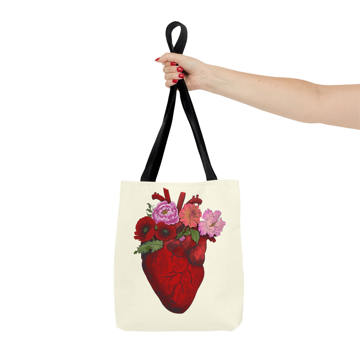 Anatomical Heart Floral Tote Bag — Valentine & Everyday Gift Tote