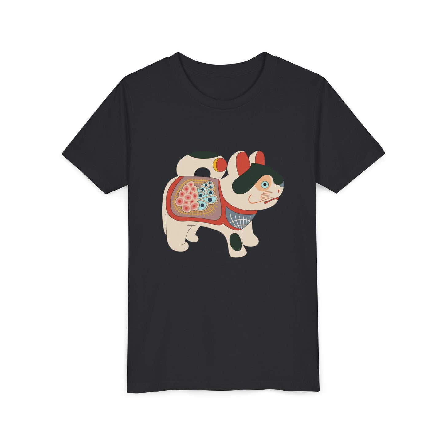 Lucky Inu Hariko illustration by Kawasaki Kyosen Youth Tshirt— Japanese Lucky Cat Tee