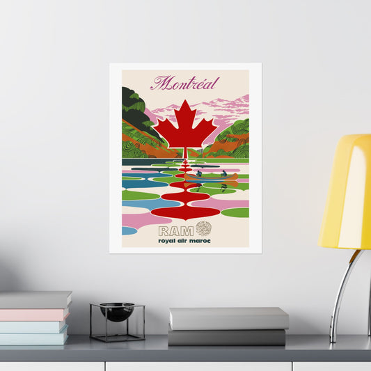 Vintage Air Travel Montreal Satin Poster Art
