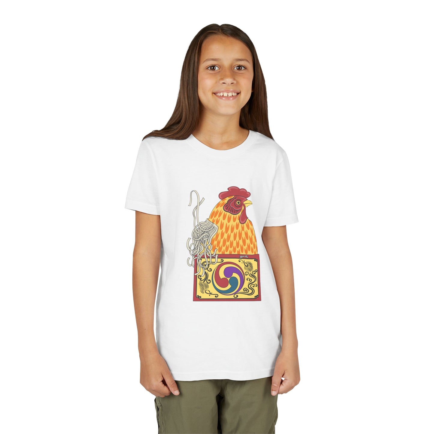 Japanese Rooster  Youth T-Shirt — Colorful Rooster Shimizu Seifū