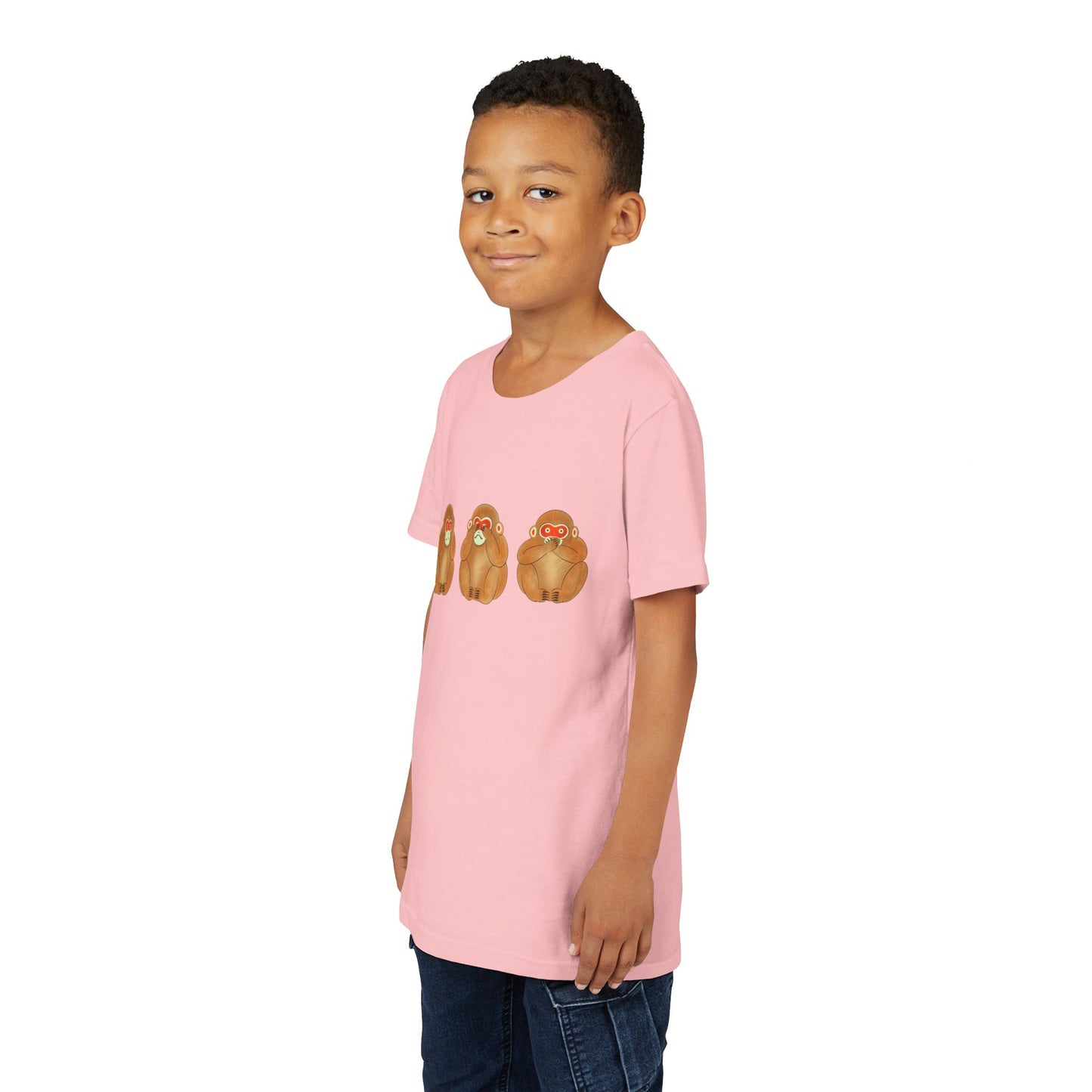 Three Wise Monkeys Fushimi clay doll Youth TShirt | Three Wise Monkeys